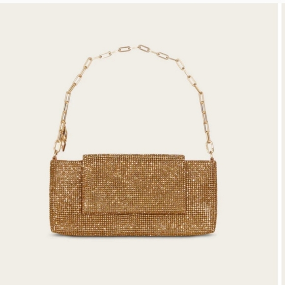 cult gaia Handbags - NWT CULT GAIA Mirai Allover Crystal Chain Shoulder Bag Champagne